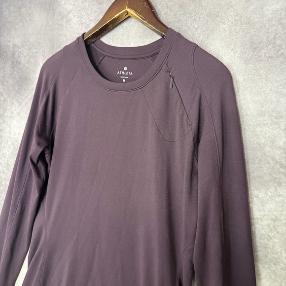 Athleta Superluxe Top Women Medium Purple Long Sleeve Running Thumbholes - Picture 3 of 10
